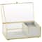 7" x 4" x 3" Clear & Gold Glass & Metal Jewelry Box with Chain Accent & Fabric Ring Slots